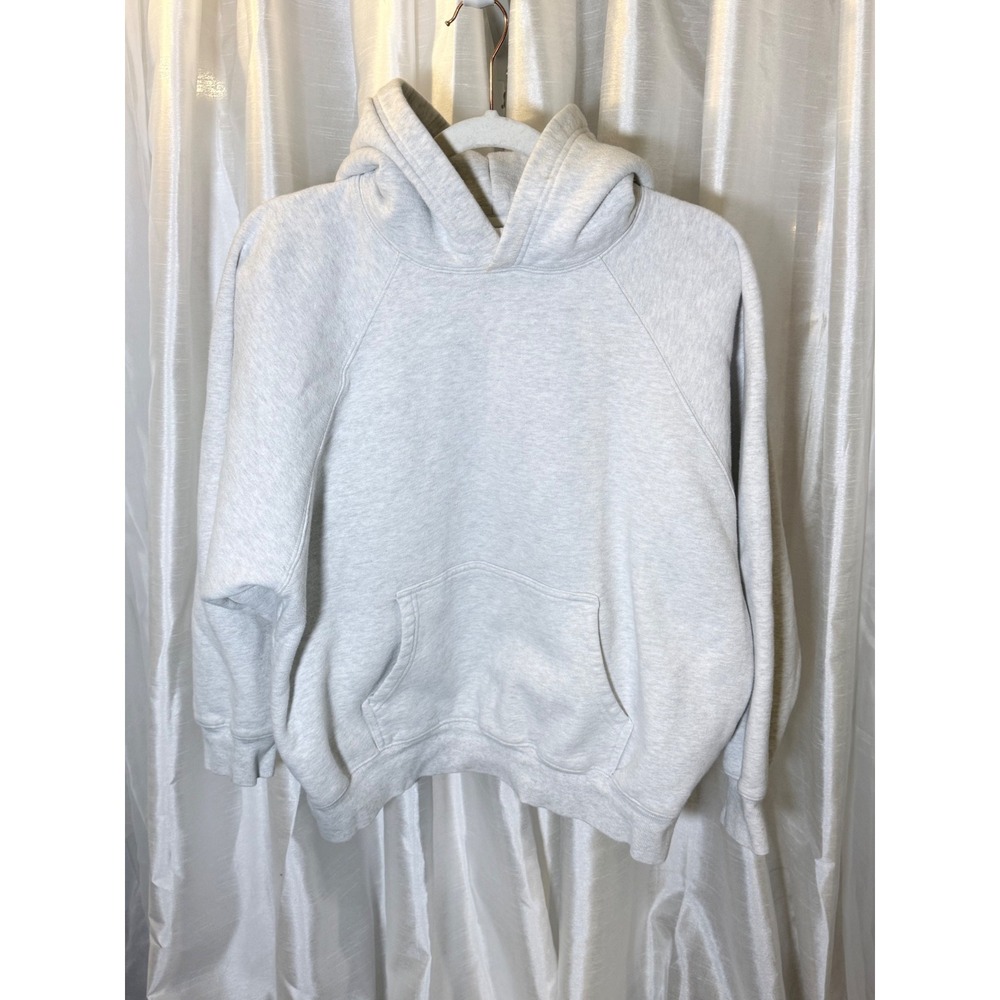 TNA Sweatfleece Hoodie Womens S Light Grey Cozy Fleece Mega Fit Raglan Pullover